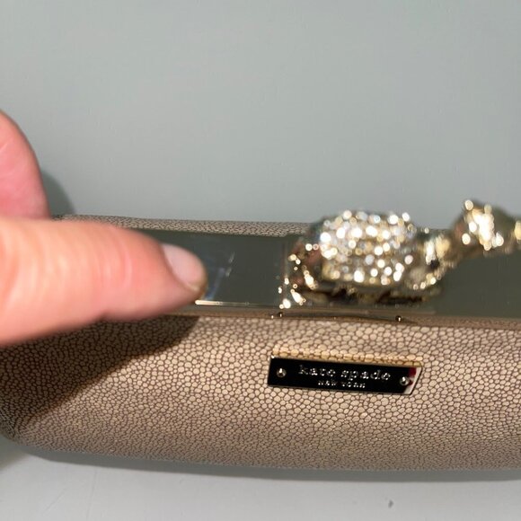 Kate Spade Queen Of The Nile Clutch Purse Tan Stingray Leather Gold Hardware - Picture 7 of 14